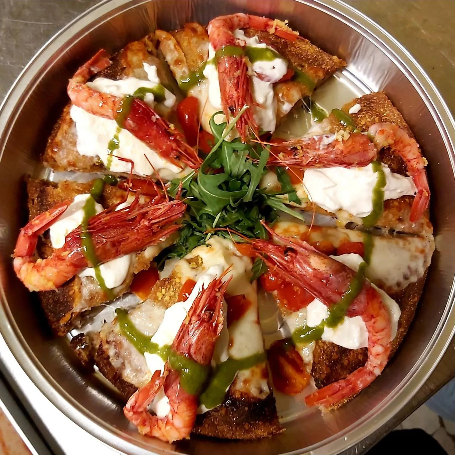Pizza gamberoni teglia